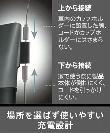 場所を選ばず使いやすい充電設計