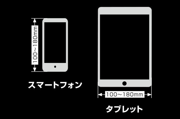 最大180mmまでのスマートフォン&タブレットが装着可能