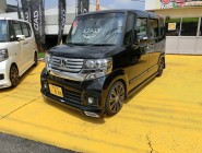 平成２５年式　Ｎ－ＢＯＸカスタム　ＦＦ　 Ｇ－Ｌ　ＳＳパッケージ 走行１６３００ｋｍ　車検　平成２８年７月 メモリーナビ　両側パワースライドドア ＥＴＣ　ＨＩＤ　車高調ローダウン